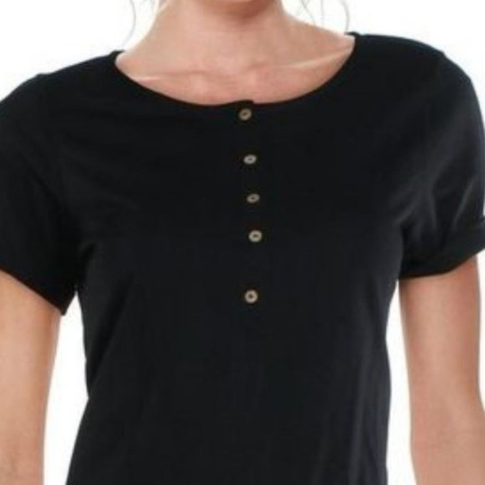Free People What's Up Crop Boho Henley Top NWT - Picture 3 of 5